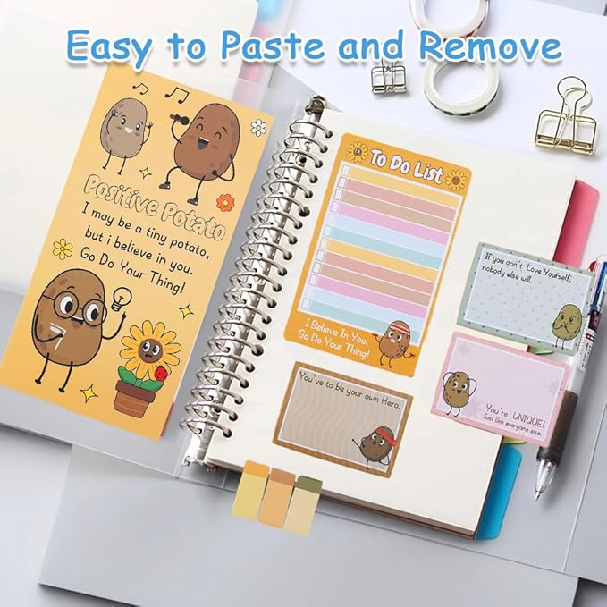 QPIXVB Potato Sticky Notes Set,Inspirational Gifts,Cute School Supplies,440 Sheets Sticky Notes,Office Christmas Gifts,Cute Desk Accessories,Potato Writing Memo Pads for Students Home School Supplies