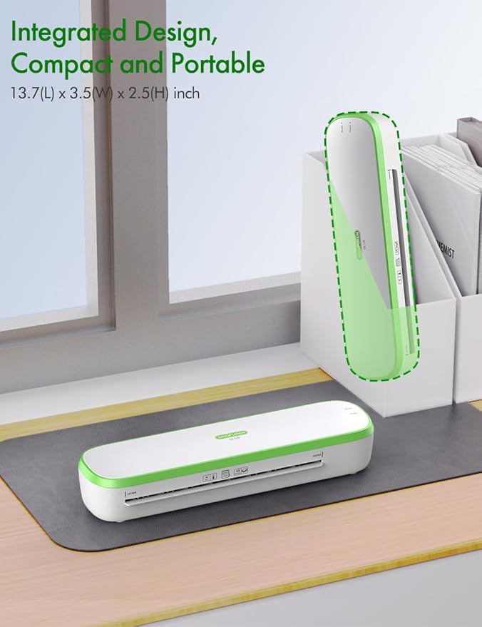 Quiet Laminator Machine for Home & Teachers – SINOPUREN 9-Inch Thermal Laminator, Whisper-Quiet, Fast 3-Min Warm-Up, Jam-Free ABS, Paper Cutter & Corner Rounder, for School, Crafts & Office
