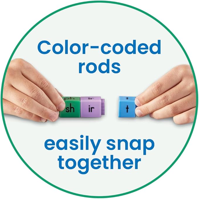 hand2mind Reading Rods Phonics Word-Building, Word Building Activities, Spelling Toys, Montessori Alphabet Letters, Reading Tools for Kids, Science of Reading Manipulatives, Phonemic Awareness