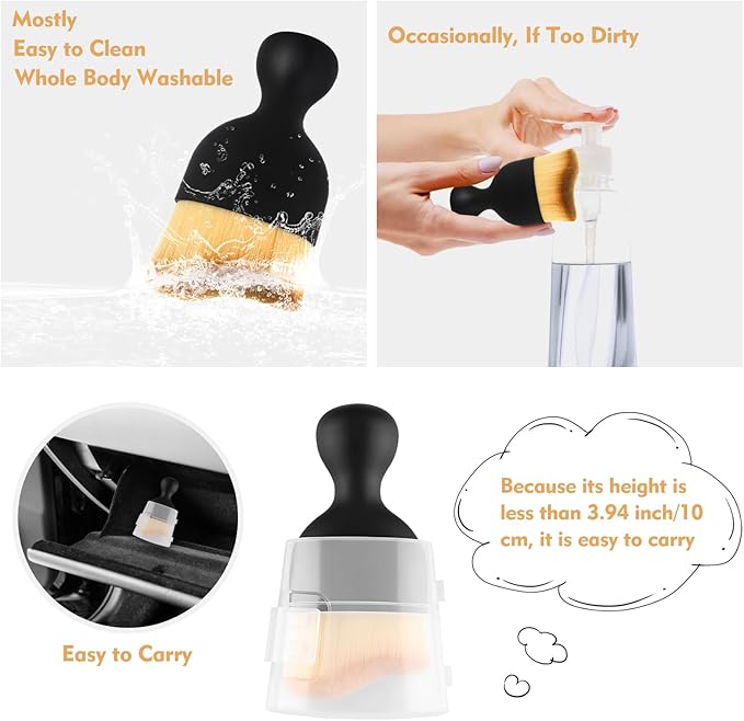 Car Interior Cleaning Brush with Ultra Soft Bristles, Car Duster Interior, Auto Detailing Brushes Dusting Car Accessories for Dashboard, AC Vents, Leather, Scratch-Free (1Pcs_Yellow)