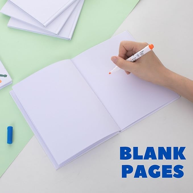 12 Pack Hardcover Blank Book,6x8 Inch Unlined Sketchbook Journal - 18 Sheets/36 Pages Each, Bulk Pack of White Hardcover Blank Books for Writing, Drawing Make Your Own Book, Multi-Purpose for Students & Adults