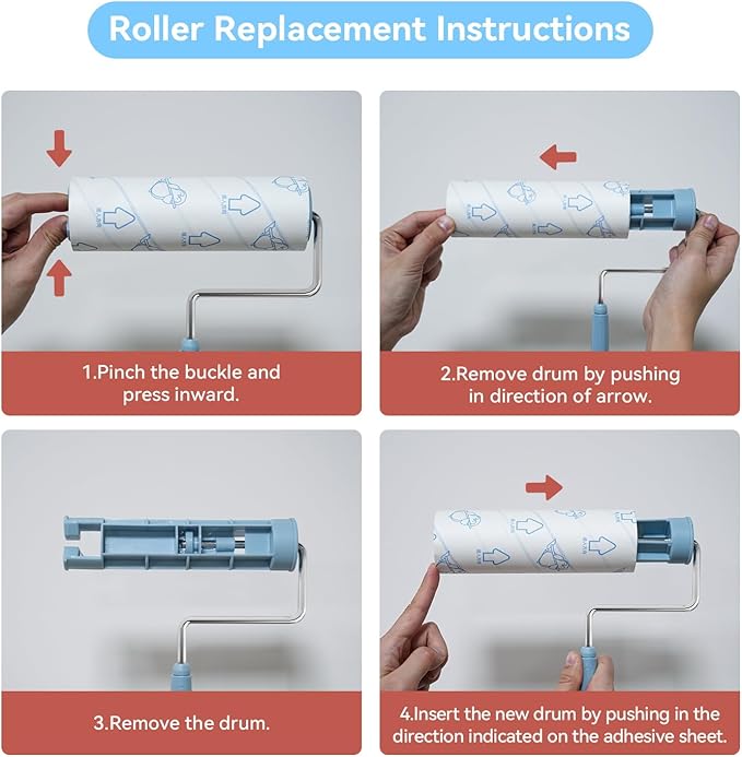 Large Lint Roller for Furniture, Pet Hair, Clothes, Extra Sticky, 6.3'' Giant Lint Roller