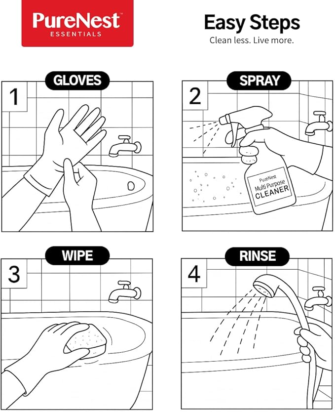 PureNest Heavy Duty Oil Stain Multi-Purpose Cleaner – All-Purpose Kitchen & Bathroom Degreaser, Removes Grease, Grime, and Stains from Tiles, Stovetops, Range Hoods, Sinks, Appliances – 17 fl oz