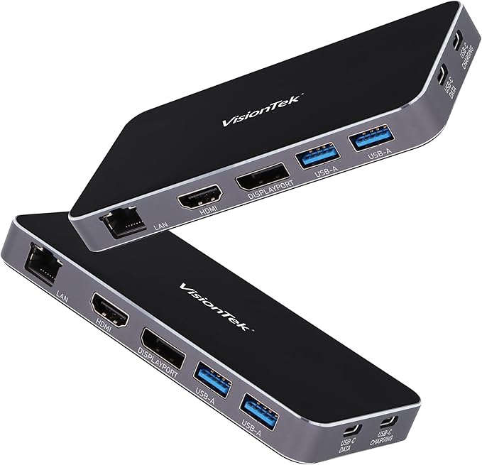 VisionTek VT400 Portable USB-C Dual Monitor Hub - 1x DP, 1x HDMI, 2X USB-A, 1x Ethernet, 1x USB-C for Windows/MacOS/ChromeOS/iOS