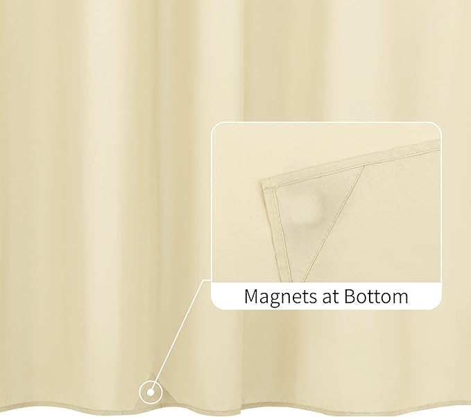 ALYVIA SPRING Stall Fabric Shower Curtain Liner Waterproof - Soft & Lightweight Long Stall Size Shower Curtain with Magnets, Machine Washable - 54x78, Cream