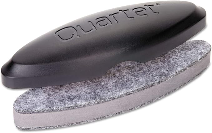 Quartet Eraser, 2-in-1, Whiteboard/Chalkboard, Magnetic, 6-1/2"x1-3/8", Oval, Black (BFEB2)