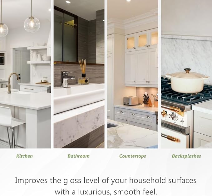 MORE - Stone & Quartz Polish - For Granite, Marble, & Natural Stone Countertops - Spray & Wipe Streak-Free - Water-Based Formula - Marble & Granite Polish - For Indoor & Outdoor Stone - 16 oz