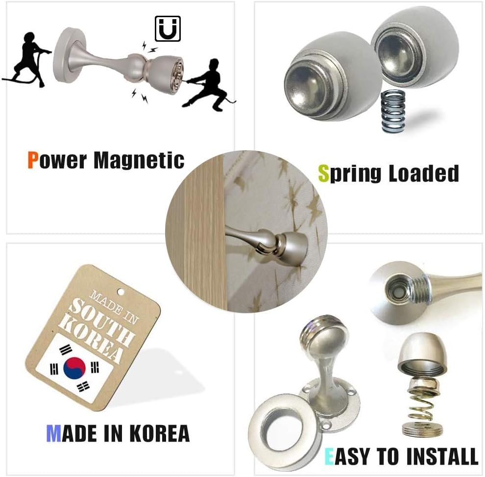 Magnetic Door Stop, Magnetic Door Catch, Door Holder, Door Stops, Wall Mounted, Floor Mounted, Door Banging Prevention (White, Large x 2pack)