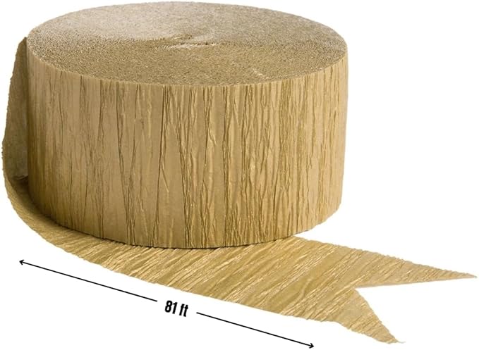 Gold Shrink Wrapped Crepe Paper Roll - 81' (1 Count) - Great for Stunning DIY Crafts, Party Decor, and More