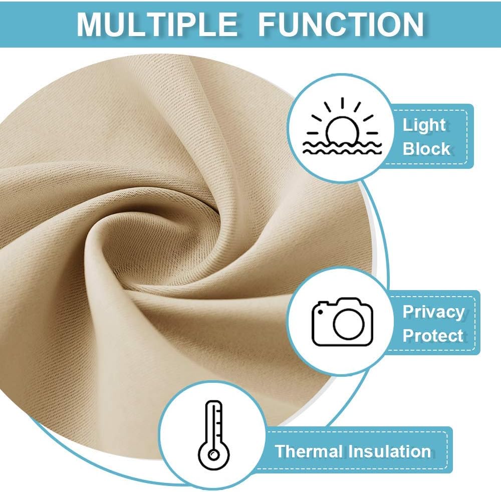 RYB HOME Blackout Curtains for Kitchen, Over Sink Privacy Curtains Window Decor, Thermal Insulating Drapes for Bathroom Cafe Bedroom Small Window, W 42 x L 24 inch, Biscotti Beige, 2 Panels