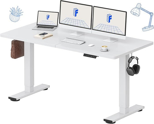 FLEXISPOT 63x24 Inch Electric Height Adjustable Standing Desk for Home & Office, Splice Board Desk for Computer Workstation, Study, or Creative Setup, White