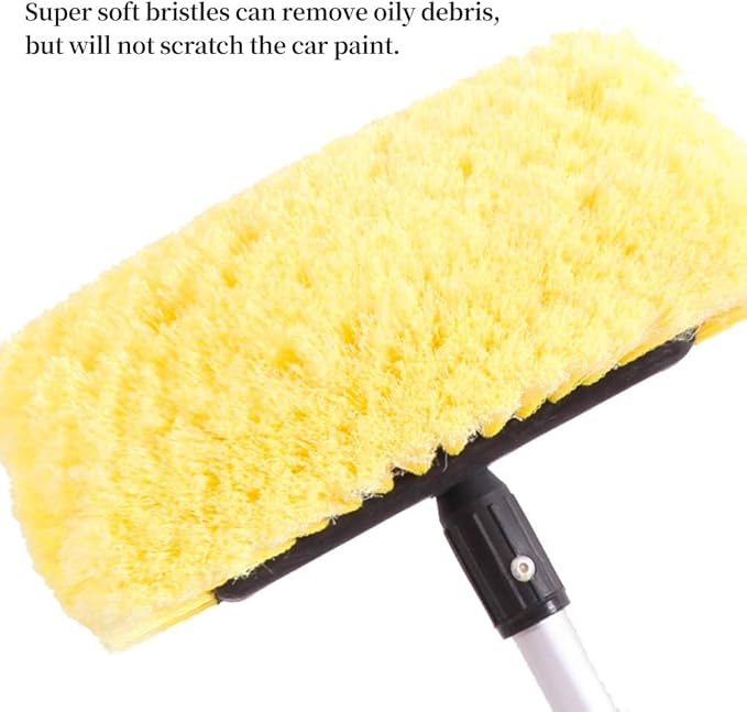 Buyplus 5-12 Foot (20 ft Reach) Car Wash Brush with 12-Inch Soft Bristle, On/Off Switch Telescopic Car Truck Boat Washing Brush with Hose Attachment for Cleaning RVs, House Siding, Floors and More!