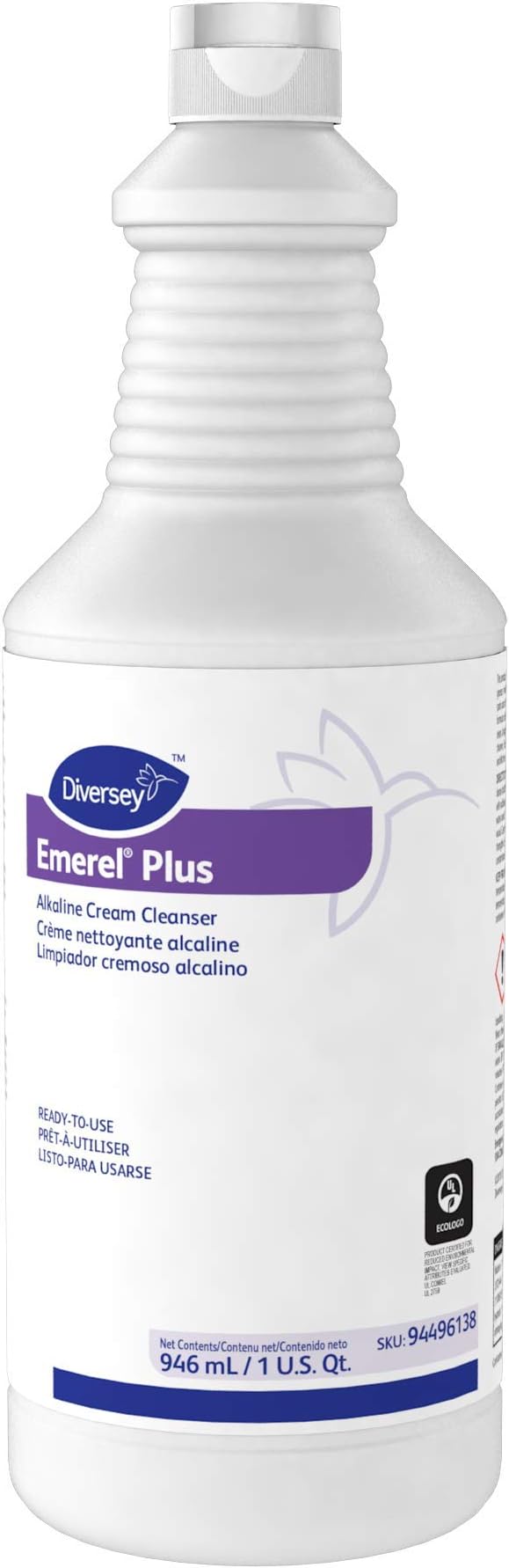 Diversey 94496138 Emerel Plus Crème Cleanser, No Scratch Cream Formula Removes Hard Water Deposits, Soap Scum, Scuff Marks & More, Ready-to-Use Squeeze Bottle, 32-Ounce (Pack of 12)