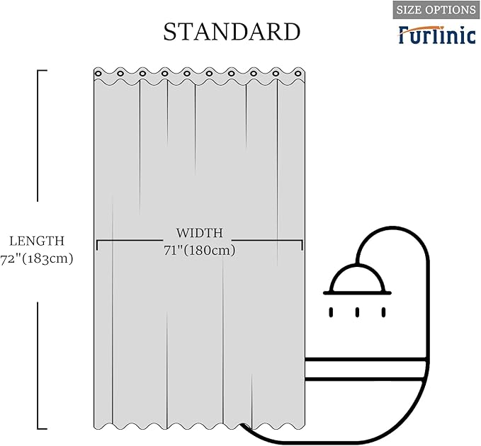Furlinic No Hook Beige Shower Curtain,Polyester Fabric Bathroom Curtains with 10 Split Grommets,Waterproof & Machine Washable,Standard Size,72x72 Inch