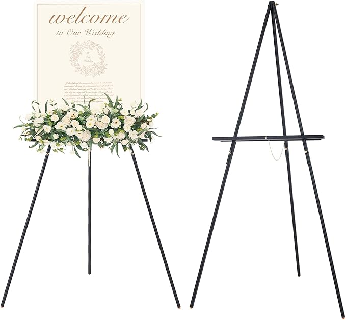 MEEDEN Wooden Easel Stand for Display: Black Wood Tripod for Wedding Sign - Poster Board Holder for Welcome Picture