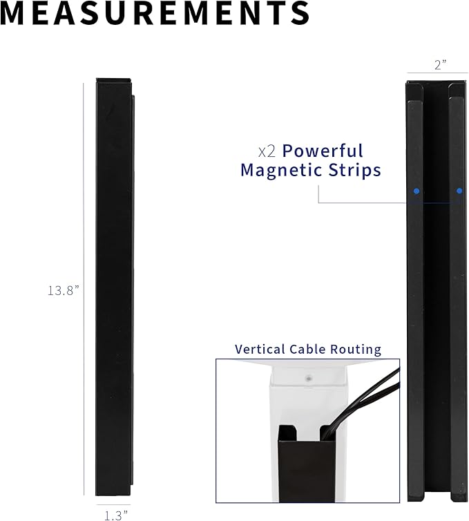 VIVO Steel Magnetic 14 inch Cable Management Channel for Under Desk Leg, No Drill Cord Organizer for Home Office, Black, DESK-AC01-1MB