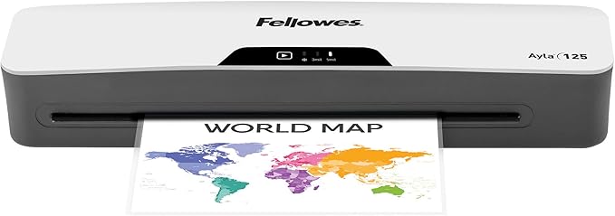 Fellowes Ayla 125 with Rapid 1 Minute Warm Up Paper Laminator Including Pouch Starter Kit (5752001)