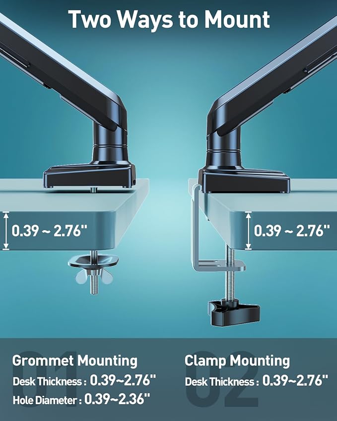Single Monitor Desk Mount, 13-32 inch Adjustable Full Motion Monitor Arm, Computer Monitor Stand Holder with Clamp and Grommet Base, Fits 4.4 to 22lbs Screens, VESA Mount Bracket, Black, Freelift Pro