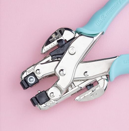 We R Memory Keepers Crop-A-Dile Eyelet | Blue Comfort Handle, Craft Supplies Hole Punch Eye Setter Paper Punch Tool Use on Chipboard Fabric Thin Tin Leather Plastic Punches Hole Punch Tool Eye Setting