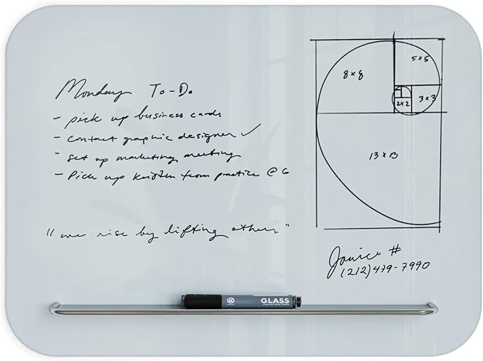U Brands Magnetic Glass Dry-Erase Board with Floating Tray (24" W x 18" H)