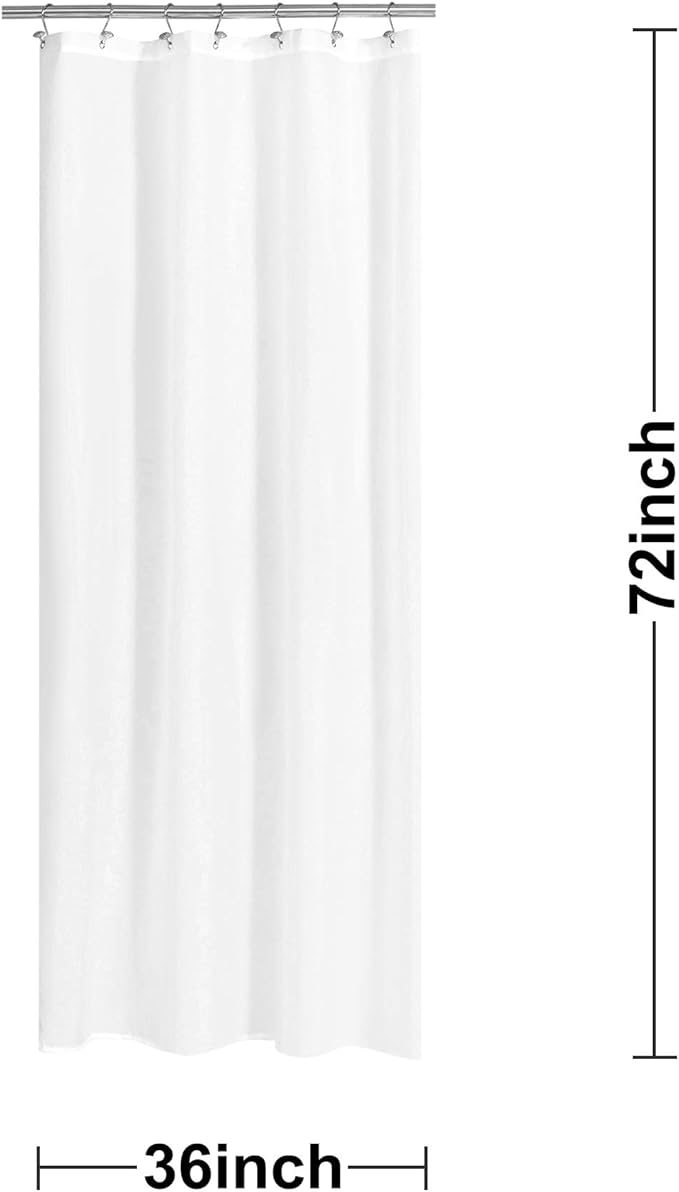 N&Y HOME Fabric Shower Curtain or Liner 36 x 72 Inches Bath Stall Size with 2 Bottom Magnets, Hotel Quality, Washable, Water Repellent, White Spa Bathroom Curtains with Grommets, 36x72