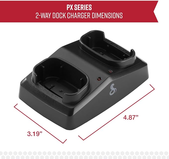 Cobra PX Professional Walkie Talkie 2-Way Dock Charging Station with UBS Charging Cable - Dual Desktop Portable Charger, Compatible with PX650 Business Models
