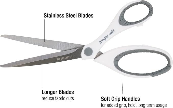 SINGER Fabric Scissors, 9.5" Dressmaker Shears with Comfort Grip Handles