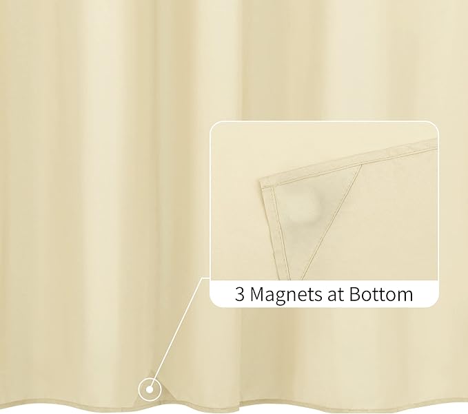 ALYVIA SPRING Cream Fabric Shower Curtain Liner Waterproof - Soft & Light-Weight Cloth Shower Liner with 3 Magnets, Hotel Quality & Machine Washable - Standard Size 72x72, Cream