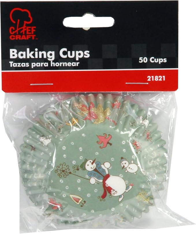 Chef Craft Paper Patterned Cupcake Liners, 50 count, Green/Red/White