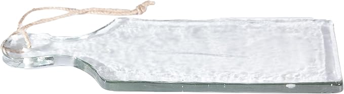 Bloomingville Textured Glass Cheese and Serving Board with Handle and Jute Tie