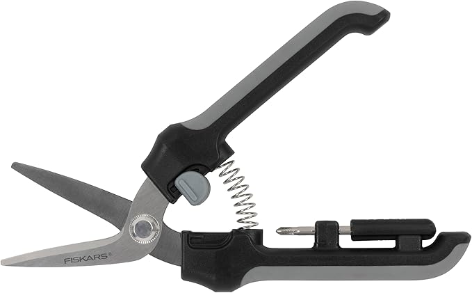 Fiskars Everyday Package Opener, Heavy-Duty Sharp Blades, Clamshell & Zip Tie Cutter, Large, Assorted Colors