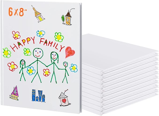 Henoyso Hardcover Blank Books for Kids to Write Stories Make Your Own Book Craft Unlined Notebook for Student Classroom DIY Drawing and Writing 40 Pages SketchBook for Kids Gift(10 Pack,6 x 8 Inch)