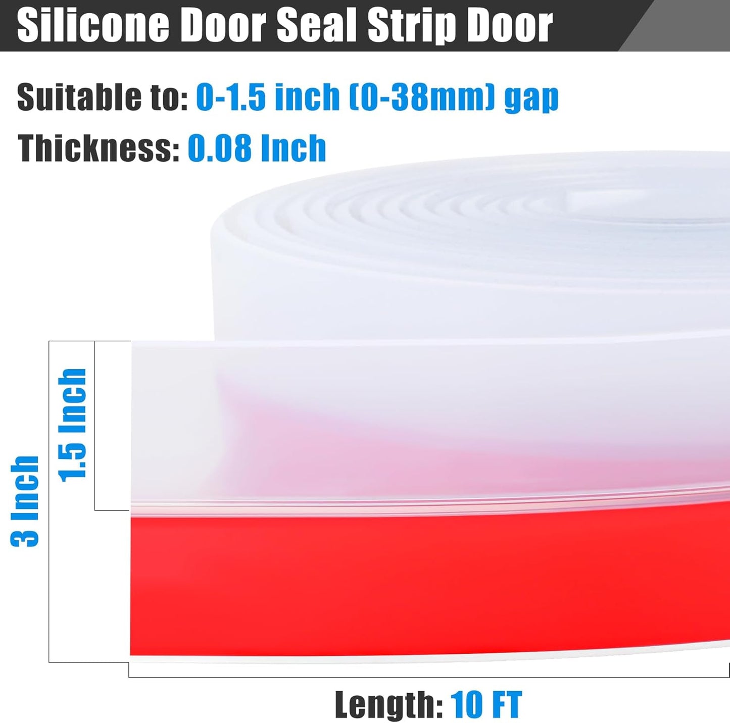 Draft Seal Tape for Doors and Windows 3 in x 10 Ft Silicone Weather Stripping Extra Thick 2mm Door Seal Strip with Strong Adhesive Draft Insulation Stopper Side Seal - Clear