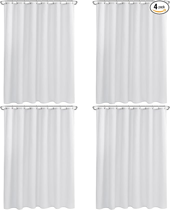 Nasitos Fabric Shower Curtain Liners 2 Pack - W70 x H72 - Washable & Water Resistant Lighweight Cloth Shower Liner for Bathroom, Soft Hotel Quality, Standard Size (White, 8 Magnets Included)