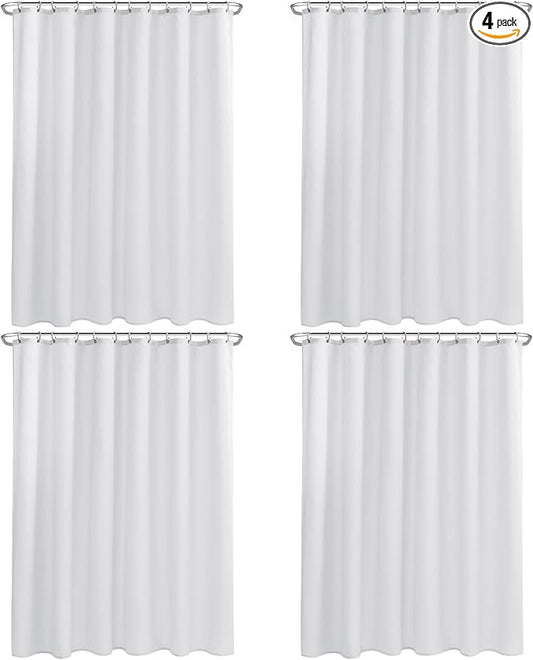 Nasitos Fabric Shower Curtain Liners 2 Pack - W70 x H72 - Washable & Water Resistant Lighweight Cloth Shower Liner for Bathroom, Soft Hotel Quality, Standard Size (White, 8 Magnets Included)
