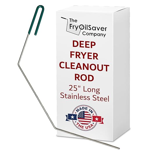 FryOilSaver Co, Fryer Cleaning Tools 3 Piece Set, Deep Fryer Cleaning Rod, High Temp Bristle Fryer Cleaning Brush, Deep Fryer Crumb Scoop, Heat Resistant, Durable, Long Lasting, Best Fryer Tools