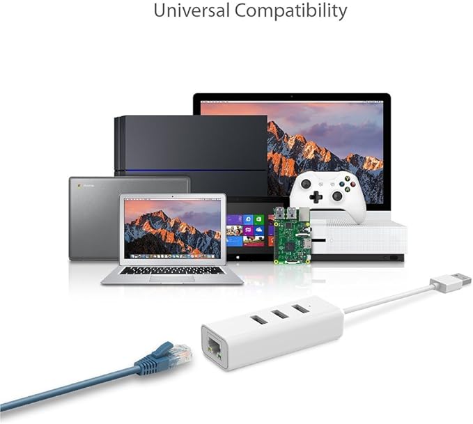 TP-Link USB 3.0 to Ethernet Adapter, Portable 3-port USB Hub with 1 Gigabit RJ45 Ethernet Port Network Adapter, Supports Win 7/8/8.1/10, Mac OS X (10.6-10.14), Linux OS and Chrome OS (Renewed)