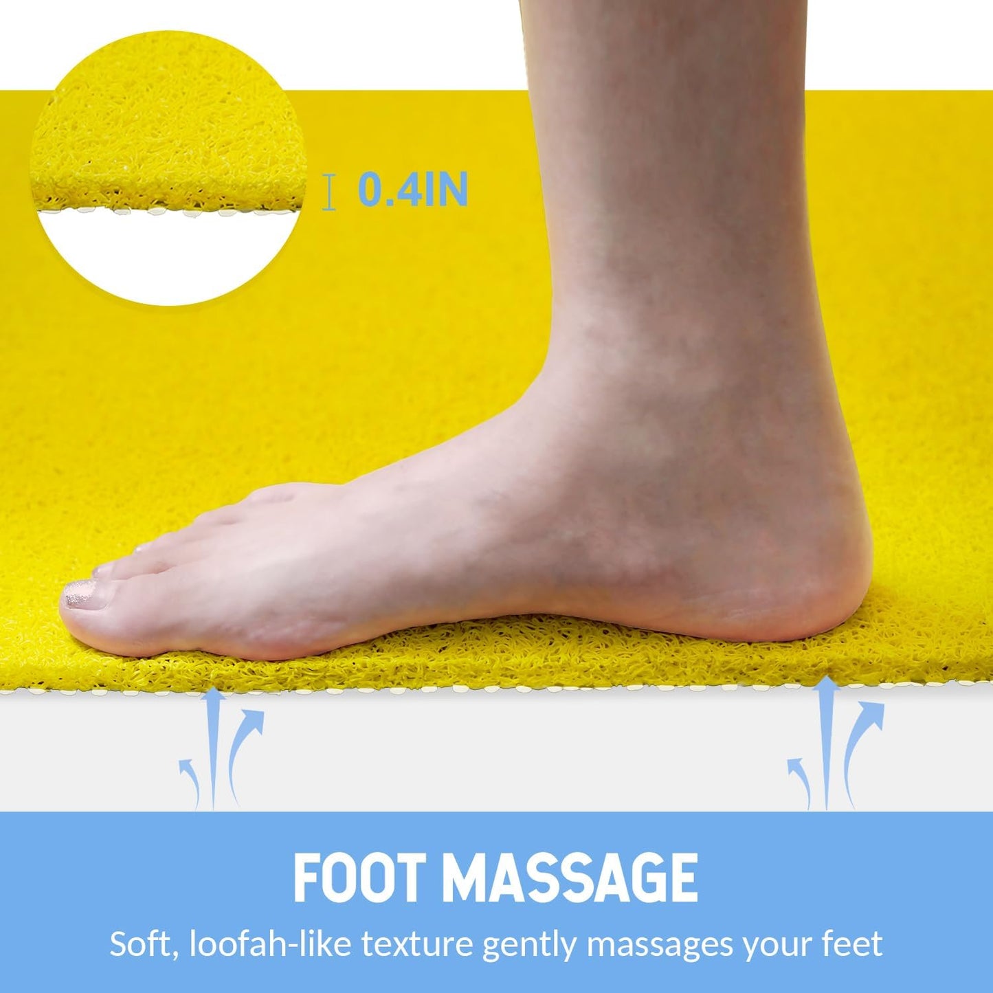 Non-Slip Bathtub Mat, Anti Slip Shower Mat, Fast Drying Bathtub Mats, Foot Scrubber Mat, Anti Slip Mat for Tub, Floor, Bathroom, Kitchen, Home, Hotel (Yellow 32"×17")