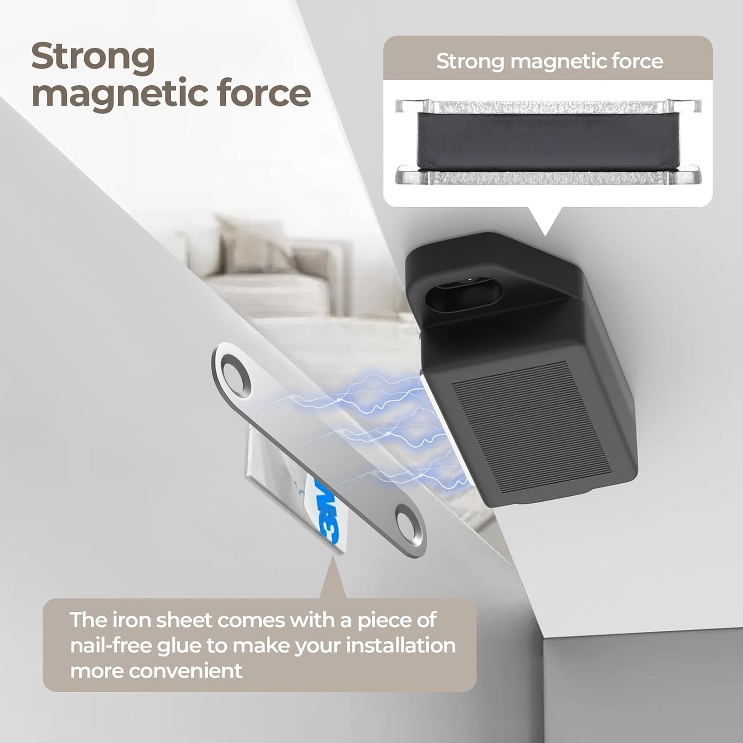 Cabinet Magnetic Catch Door Latch 30LB for Kitchen Drawer Magnets to Stay Closed Magnetic Catch Closet for Drawer（Black 18 Pack）