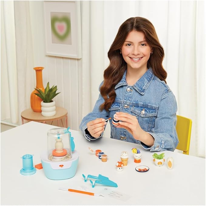 Make It Real Mini Pottery Studio - 26-Piece DIY Pottery Kit with Mess-Free Air Dry Clay - Create 10 Miniature Projects, Beginner to Master Levels - Innovative Centering Tool - Great for Kids Ages 8