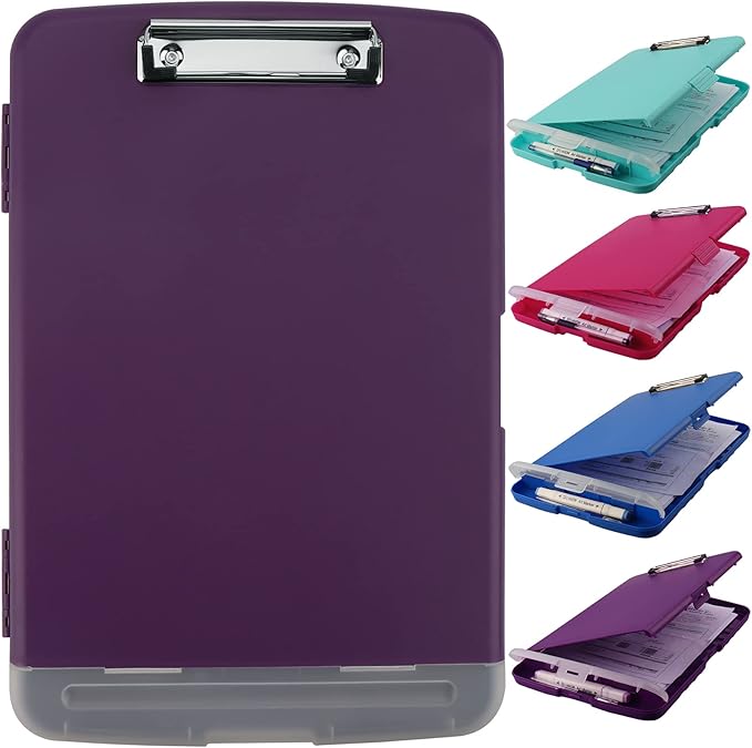 SFLHHDM Purple Clipboard, Clip Boards 8.5x11, Teacher Clipboards with Storage, Plastic Clipboard with Pen Holder, Clipboards Storage for Women Teachers Work, School & Office Supplies