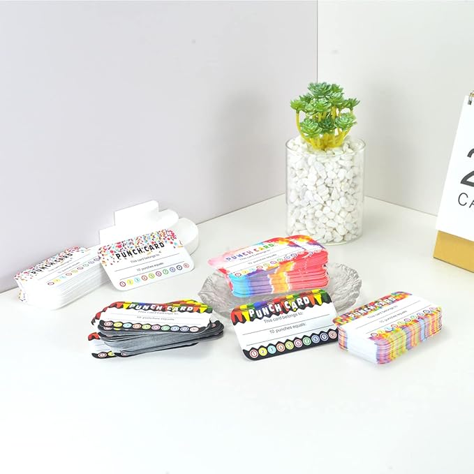 320 Pieces Punch Cards Incentive Student Reward Card Awards Loyalty Cards for Classroom Kids Behavior Teachers Students Business Punch 3.5 x 2 Inch（4 Styles）