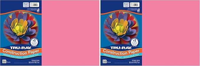 Pacon Tru-Ray Construction Paper, 76 lbs., 12 x 18, Shocking Pink, 50 Sheets/Pack (103045) (Pack of 2)