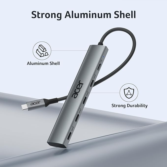 Acer 10 Gbps USB C Hub, USBC Splitter with 4*USB C 3.2 and 100W PD Port, Fast Transfer Type-C Multiport Adapter Compatible with MacBook Pro/M2/M1, iPad, Surface Pro, XPS【No Video Output】