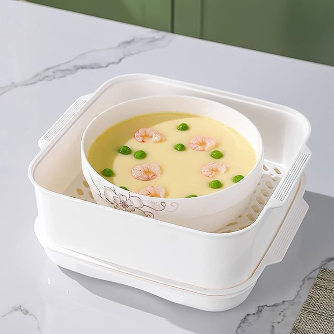 Microwave Steamer with Lid and Tray, Vegetables Steamer for Microwave Bowl, Microwavable Cookware Supplies (1 - Layer)