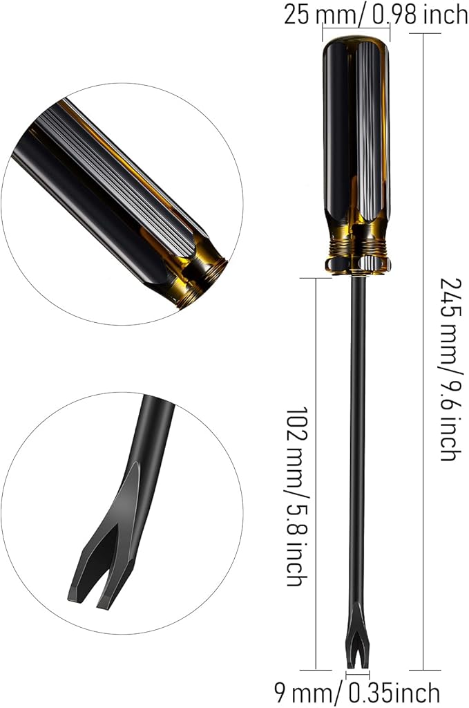 Mudder 3 Packs Tack Lifter 3 mm U Tip Nail Staple Rivet Tack Puller Screwdriver Upholstery Staple Remover Tool for Furniture (Yellow, Black)