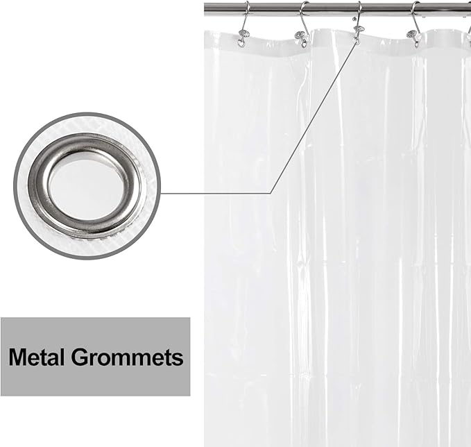 Barossa Design RV Shower Curtain Liner with 3 Magnets - 47" x 64" Camper Shower Curtain for Travel Trailers, Waterproof PEVA Liner for Camping Stall, PVC Free, Metal Grommets - Clear, 47x64