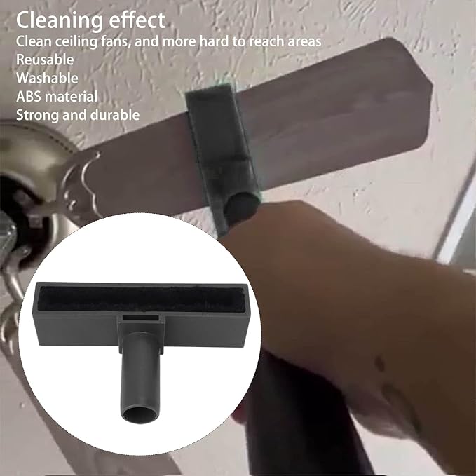 Ceiling Fan Cleaner, Reusable Ceiling Fan Blade Brush with 0.8 Foot Pole Washable Ceiling Fan C Leaning Brush Flexible Dusting Fan Vacuum Cleansing Tool for Home (Black)