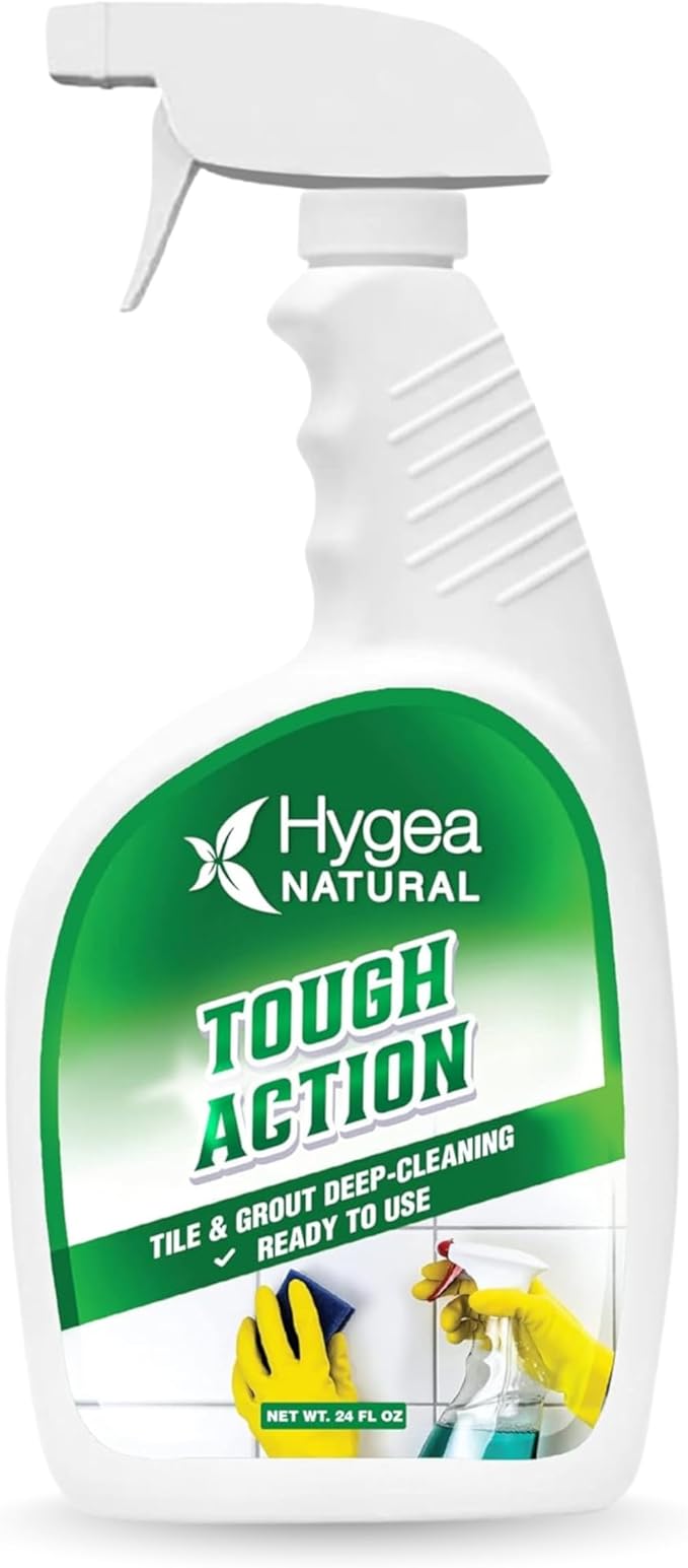 Hygea Natural Tough Action Tile & Grout Cleaner - Deep Cleans Dirt & Scum, Conditions & Enhances Stone Color - Acid-Free & Residue-Free Biodegradable Formula (Ready to Use 24 oz)