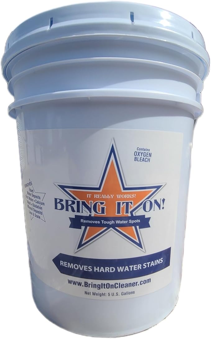 Bring It On Cleaner Hard Water Spot Remover 5 Gallon Pail | Industrial, Commercial, Janitorial | Shower Door Cleaner | Glass, Tile, Fiber Glass